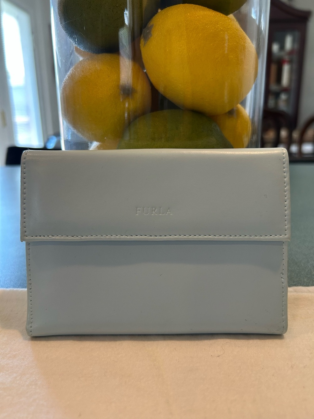 Furla Pale Blue Leather Flap Compact Wallet